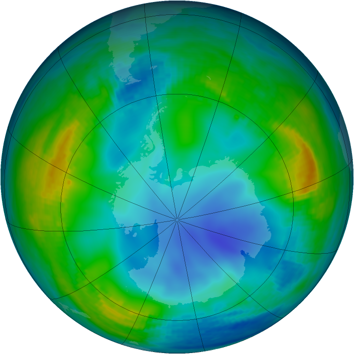 Antarctic ozone map for 03 June 1987
